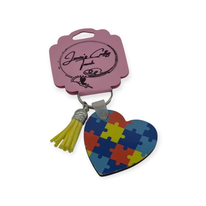 Autism Puzzle Heart Keychain | Autism Awareness Support Gift