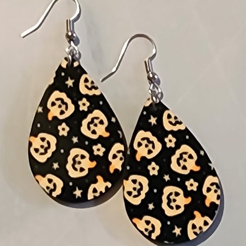 Jack O Lantern Faces Earrings | Halloween Pumpkin Jewelry, photo 1 of 1
