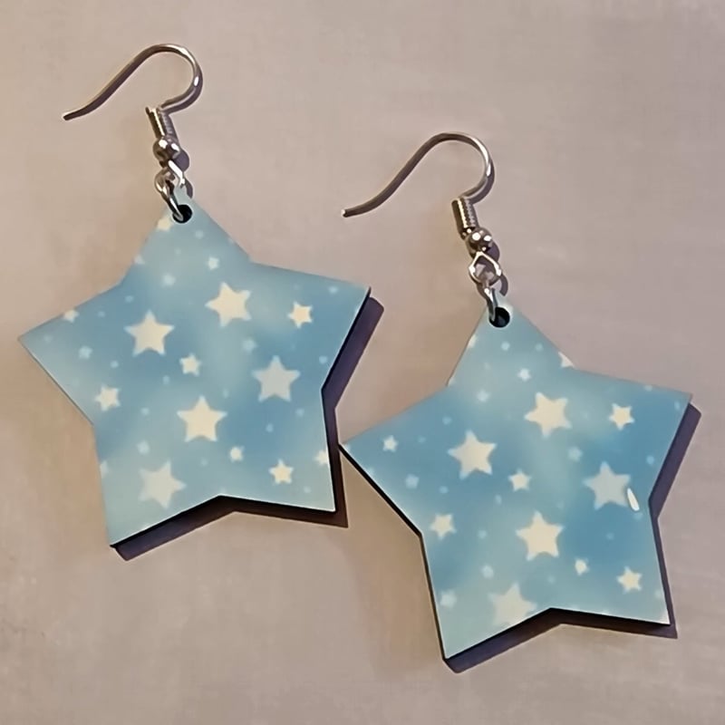 Blue Star Earrings | Celestial Star Statement Earrings