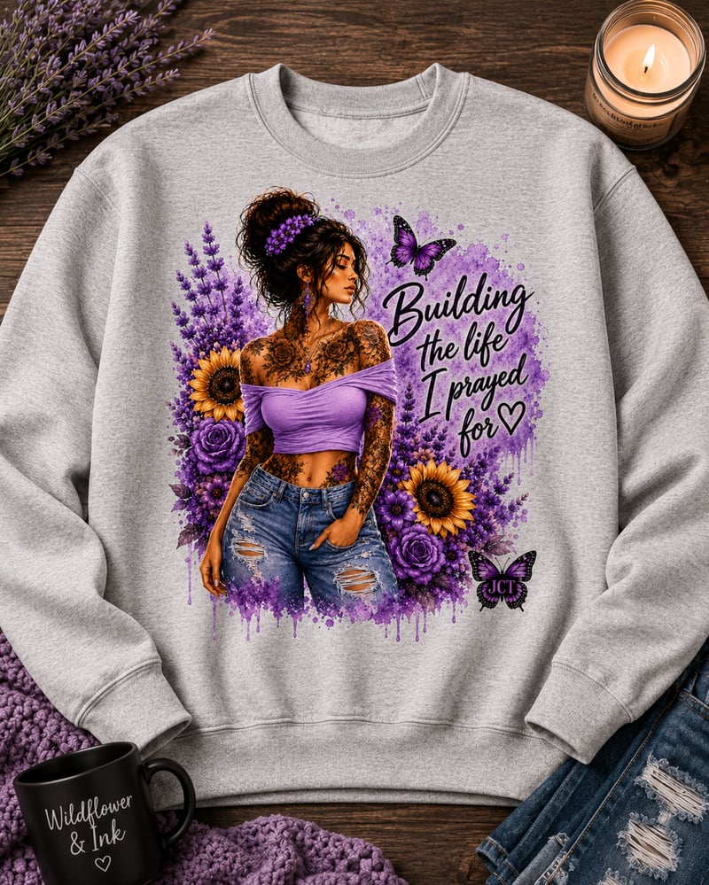 Wildflower & Ink WI-001 | Building the Life I Prayed for Crewneck Sweatshirt