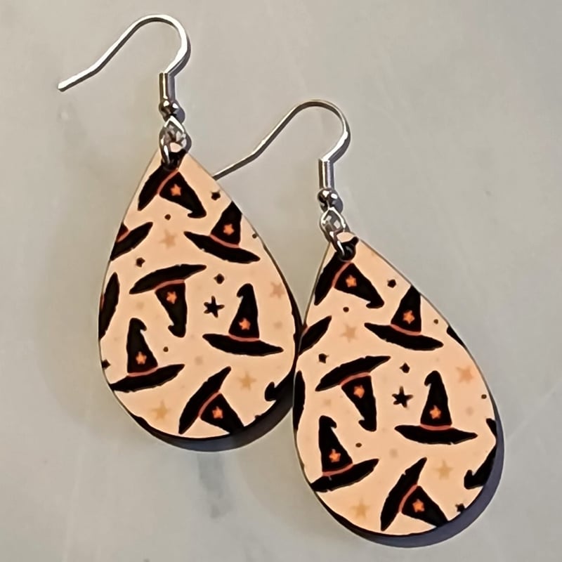 Witch Halloween Teardrop Earrings | Spooky Fall Jewelry