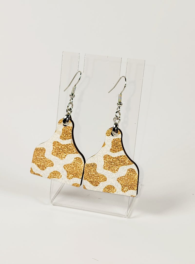 Gold Cowhide Earrings | Western Statement Earrings
