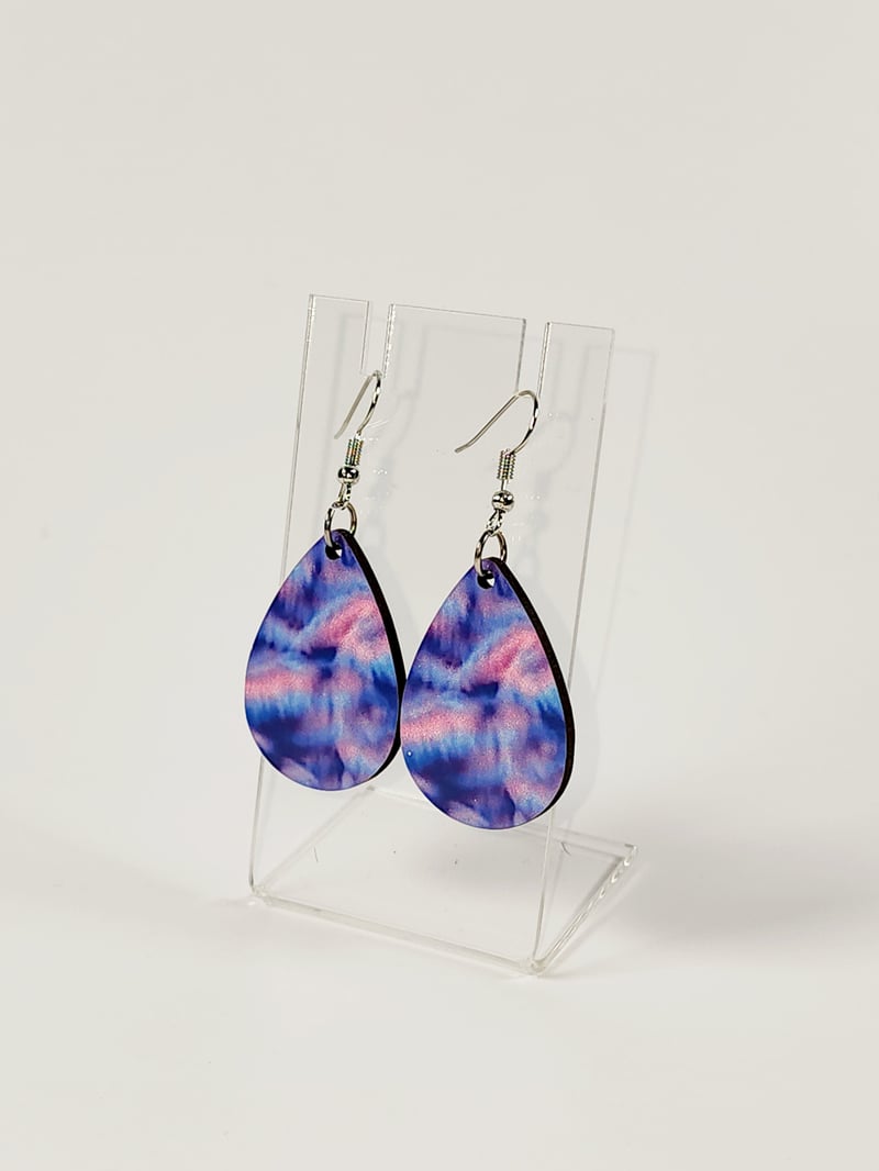 Pink & Blue Swirl Earrings, photo 1 of 4