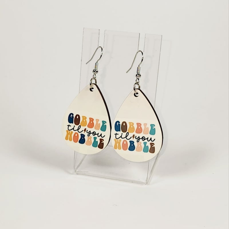 Gobble Till You Wobble Earrings | Thanksgiving Statement Earrings, photo 1 of 1