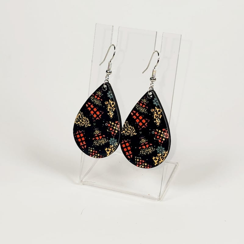 Cheetah Christmas Tree Earrings | Animal Print Holiday Earrings, photo 1 of 1