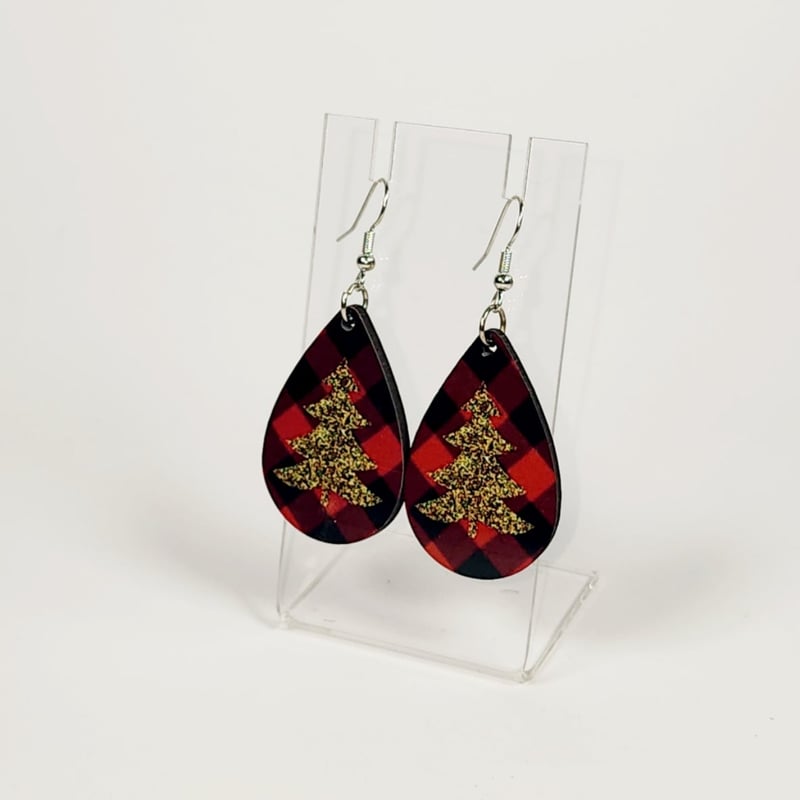 Golden Christmas Tree Earrings | Holiday Statement Earrings