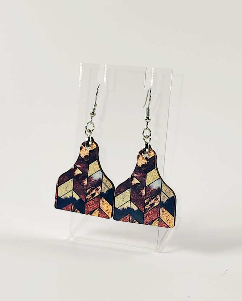 Longhorn Stained Glass Earrings | Western Statement Earrings, photo 1 of 4