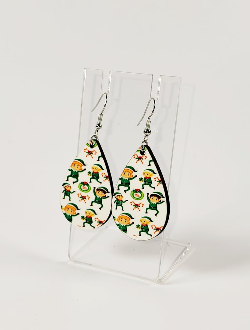 Cheering Elf Earrings | Christmas Holiday Statement Earrings, photo 1 of 4