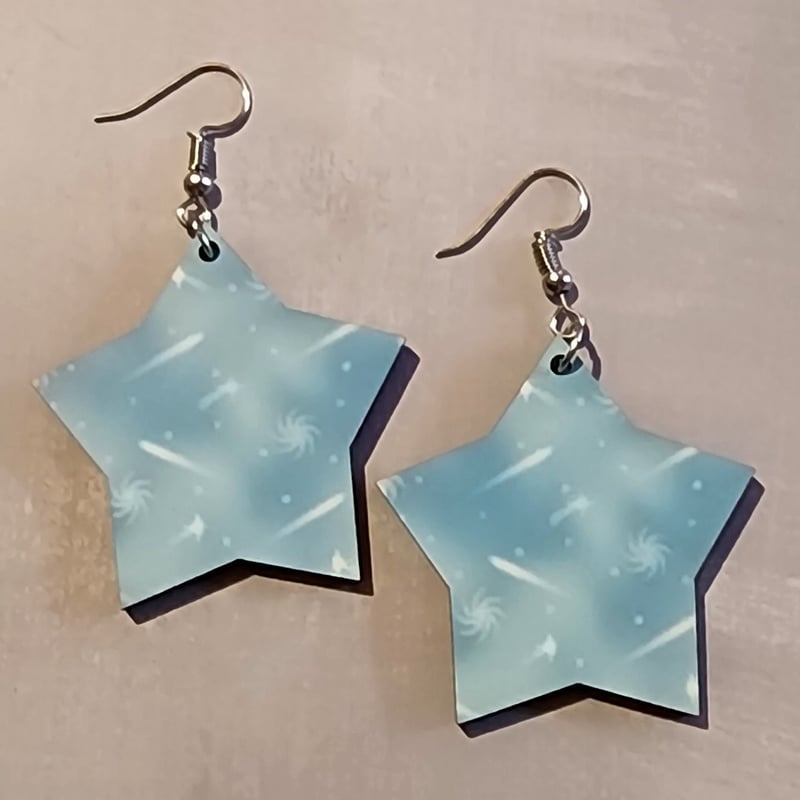 Blue Shooting Star Earrings | Celestial Star Statement Earrings, photo 1 of 1