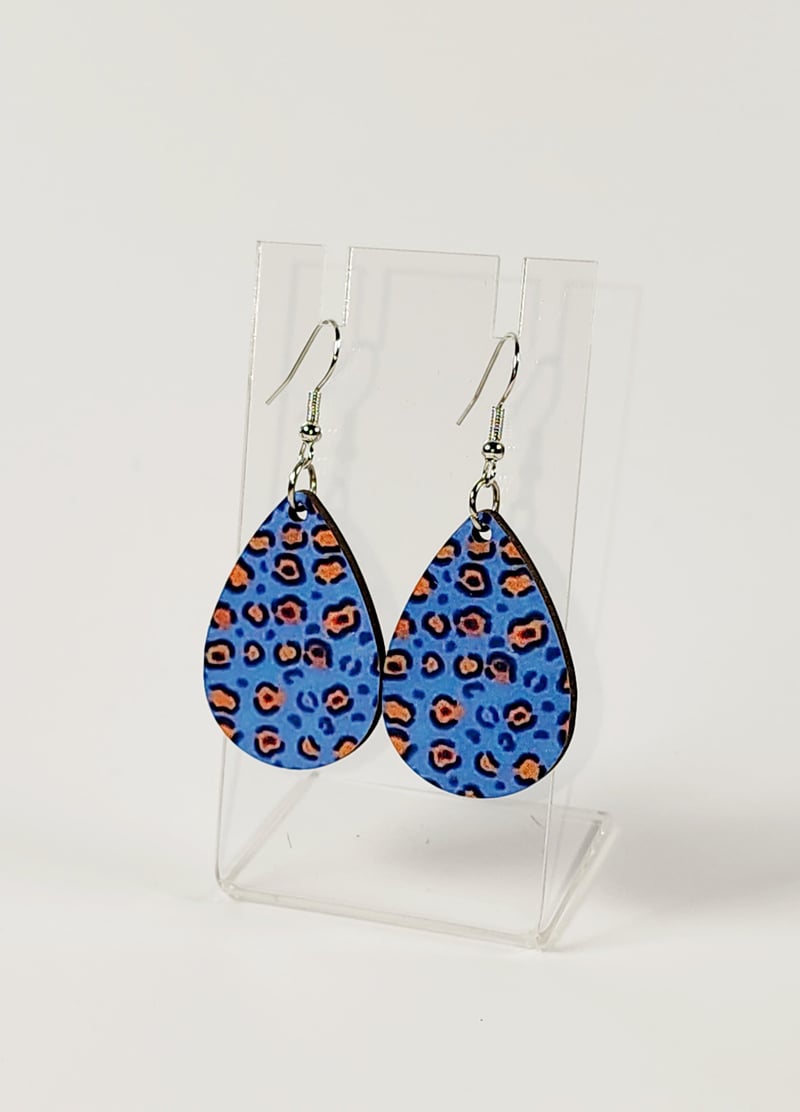 Blue Safari Spot Earrings | Leopard Print Statement Earrings, photo 1 of 4