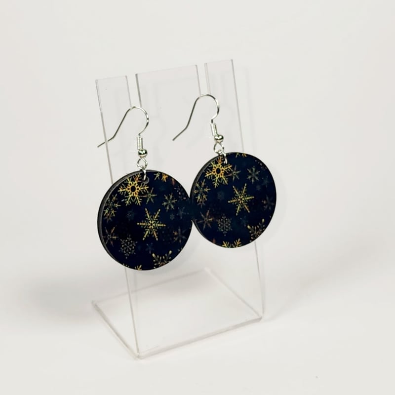 Golden Snowflake Earrings | Winter Statement Earrings