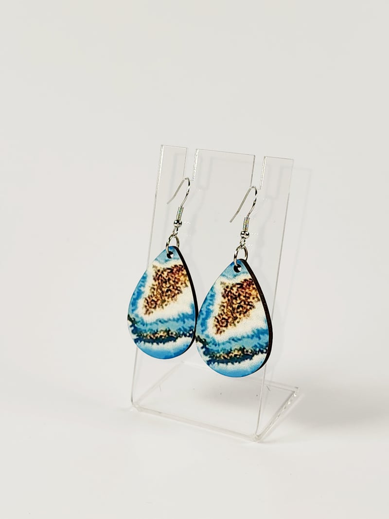 Blue Geometric Stone Earrings | Modern Statement Earrings, photo 1 of 4