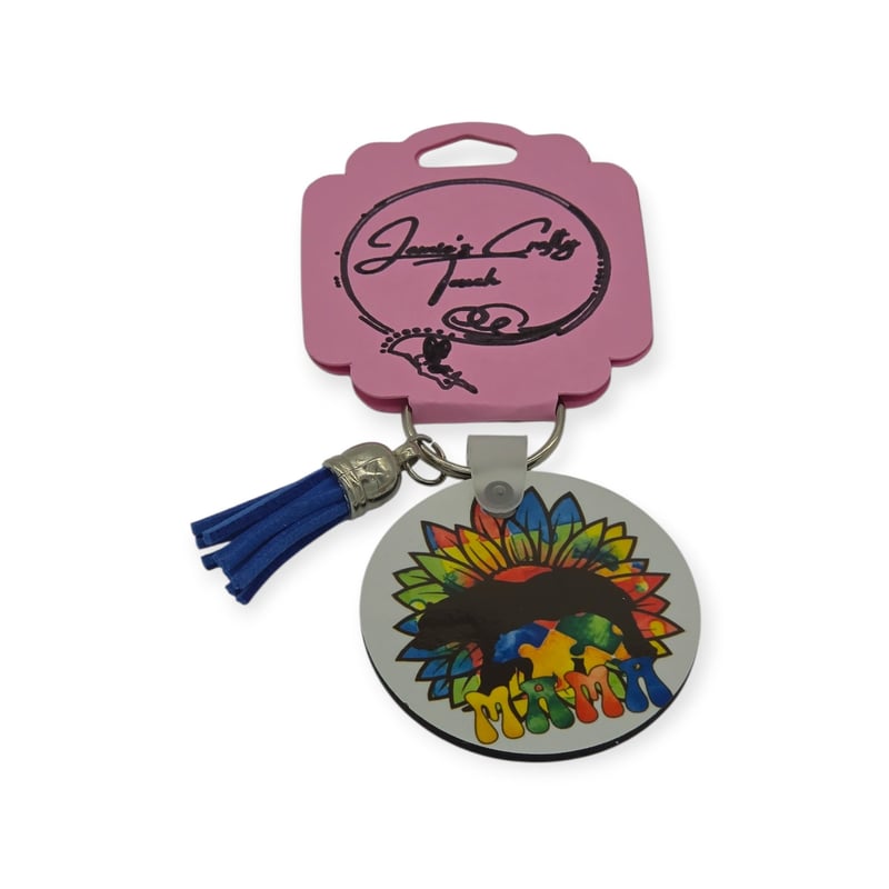 Autism Mama Bear Keychain | Autism Mom Puzzle Piece Gift