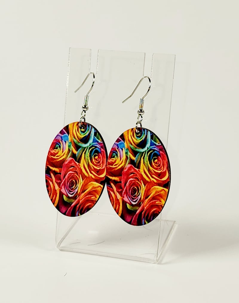 Neon Rose Earrings | Bold Floral Statement Jewelry, photo 1 of 4