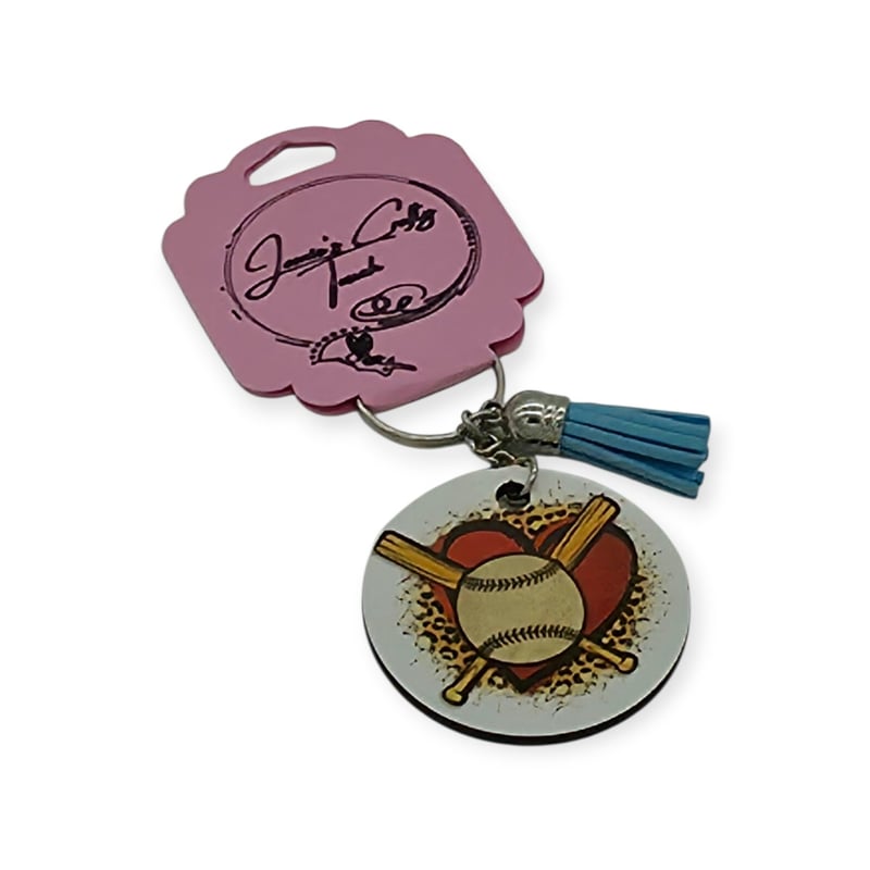 Baseball Love Keychain | Baseball Bat Heart Sports Gift