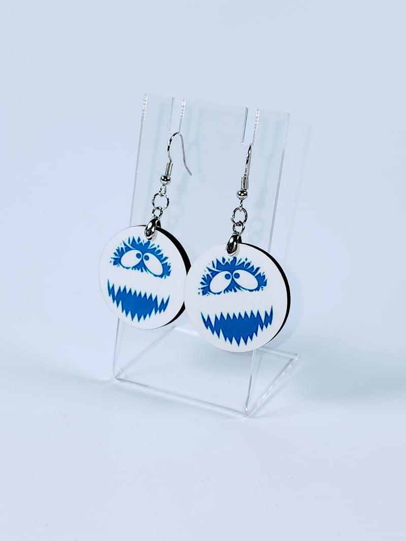 Abominable Snowman Earrings | Cute Yeti Winter Holiday Statement Jewelry, photo 1 of 4