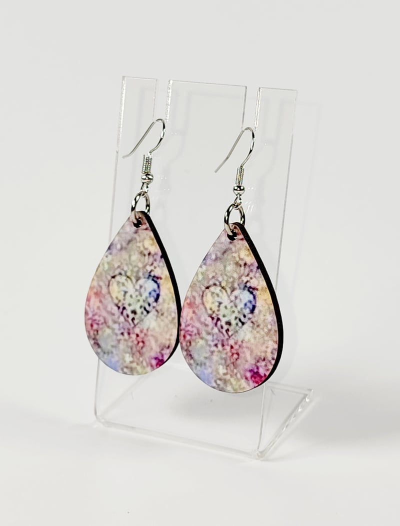 Blended Heart Earrings | Colorful Heart Statement Earrings