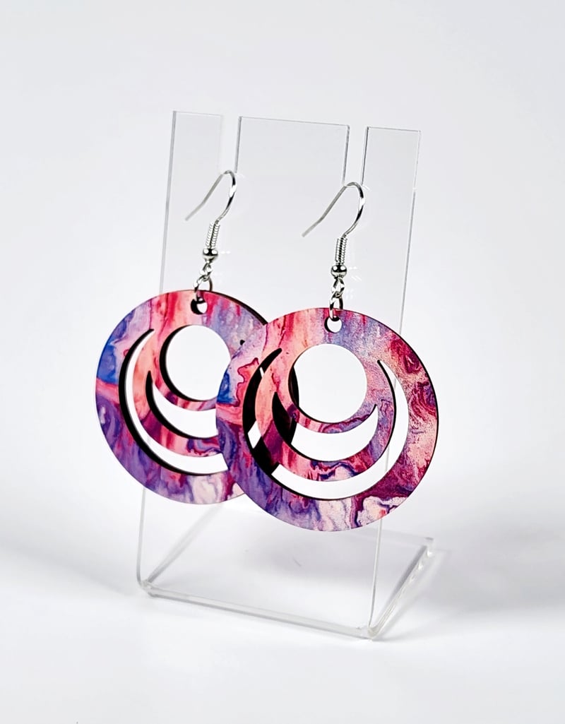 Pink Nebula Crescent Earrings, photo 1 of 4