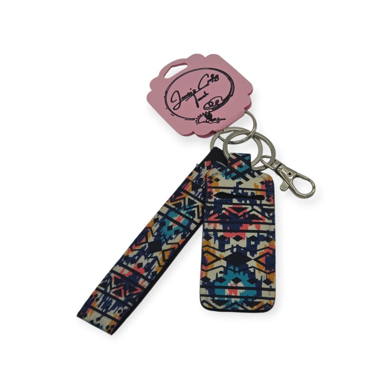 Aztec Wristlet Keychain with Chapstick Holder | Neoprene Lip Balm Holder