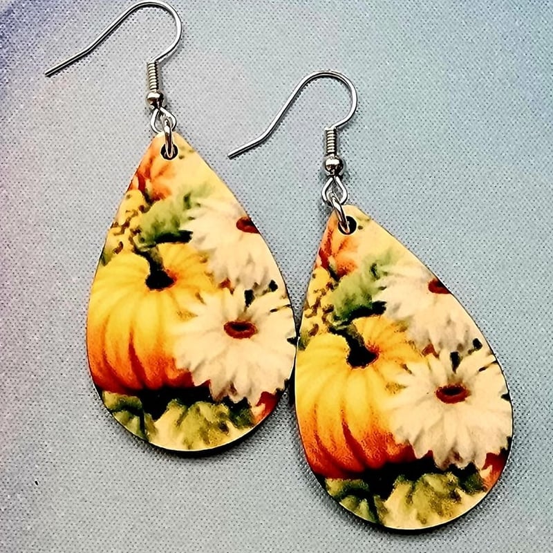 Autumn Teardrop Earrings | Fall Leaf Statement Jewelry