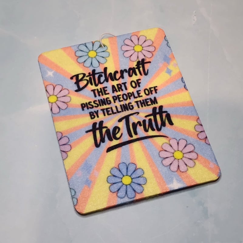 Bitchcraft Funny Witch Car Air Freshener | Sarcastic Halloween Car Accessory