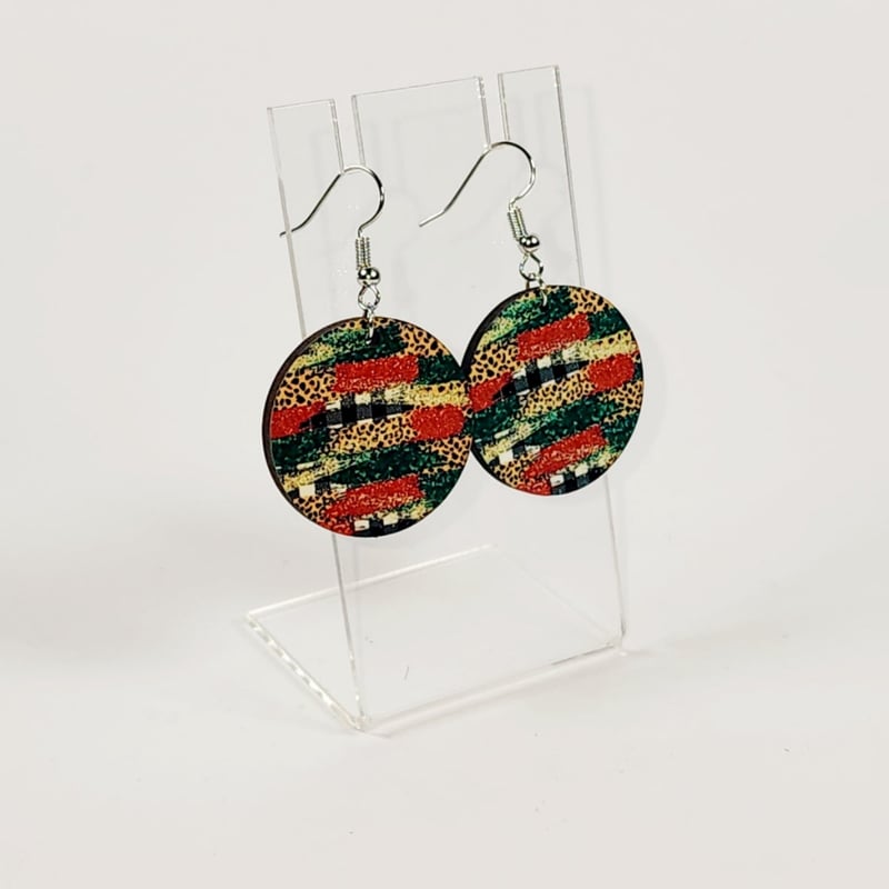 Green & Red Cheetah Earrings | Holiday Animal Print Statement Earrings