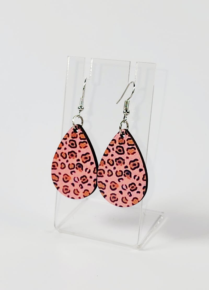 Pink Leopard Earrings